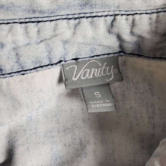 Vanity Women’s Denim Chambray Button Down Shirt Size S Long Sleeve Western Style - Picture 5 of 8